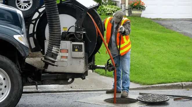 Technician using specialized drainage equipment for sewer line cleaning and foundation protection in Bloomington, IN